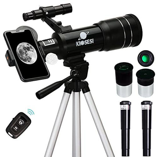 Picture of KIOSESI Telescope for Adults & Kids, 70mm Aperture 400mm Refractor Telescope (20X-200X) for Astronomy Beginners, Portable Telescope with Phone Adapter & Wireless Remote, Astronomy Gifts for Kids