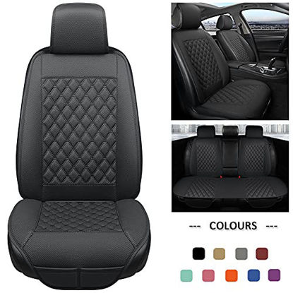 Picture of Black Panther Full Set Car Seat Covers, Luxury Car Seat Protectors Universal Anti-Slip Seat Cover for 5-Seater Models, Diamond Pattern (Black)