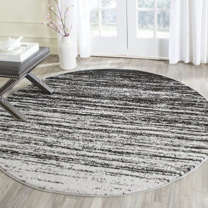 Picture of SAFAVIEH Adirondack Collection ADR113A Modern Ombre Non-Shedding Living Room Bedroom Area Rug, 8' x 8' Round, Silver / Black