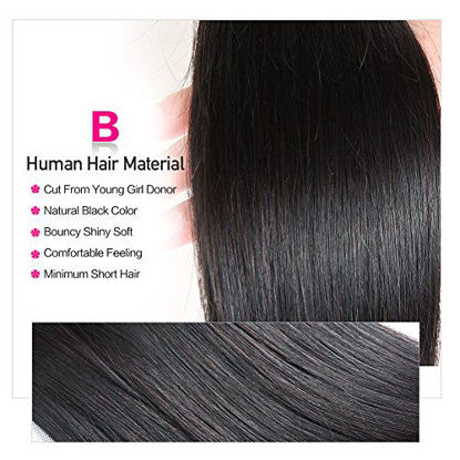 Picture of Hermosa Brazilian Straight Human Hair 4 Bundles 9A Unprocessed Virgin Brazilian Straight Human Hair Weave Weft Natural Black (18 20 22 24)