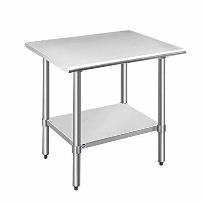 Picture of ROCKPOINT Stainless Steel Table for Prep & Work 36x24 Inches, NSF Metal Commercial Kitchen Table with Adjustable Under Shelf and Table Foot for Restaurant, Home and Hotel