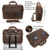 Picture of Genuine Leather Briefcase for Men 17 Inch Laptop Crossbody Shoulder Messenger Office Bag Brown Vintage Attache Case Handbag for Business Travel Work Lawyer