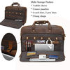 Picture of Genuine Leather Briefcase for Men 17 Inch Laptop Crossbody Shoulder Messenger Office Bag Brown Vintage Attache Case Handbag for Business Travel Work Lawyer