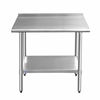 Picture of ROCKPOINT Stainless Steel Table for Prep & Work with Backsplash 36x24 Inches, NSF Metal Commercial Kitchen Table with Adjustable Under Shelf and Table Foot for Restaurant, Home and Hotel