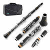 Picture of EASTROCK Clarinet Bb Flat 17 Nickel Keys Beginner Student Clarinet with 2 Barrels,Hard Case,Stand and Clarinet Cleaning Kit(Black Clarinet)