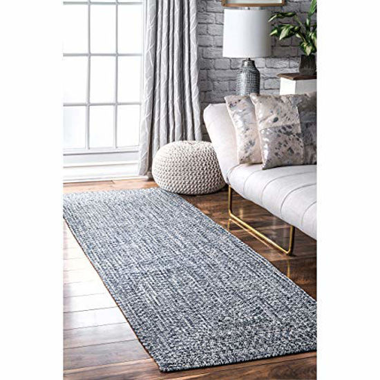 Picture of nuLOOM Wynn Braided Indoor/Outdoor Runner Rug, 2' 6" x 18', Light Blue