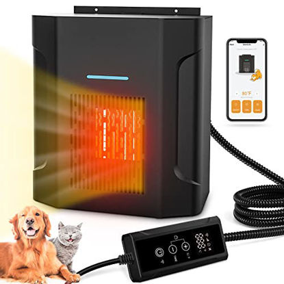 Picture of Dog House Heater, Pet House Heater with Thermostat & WiFi App Remote Control, 300W Safe Heater for Dog Houses Outdoor with Adjustable Temperature & Timer & 6FT Anti Chew Cord, Easy to Install