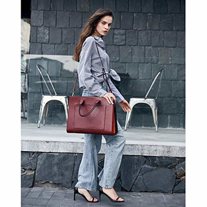 Picture of CLUCI Briefcase for Women Leather Business Slim 15.6 Inch Laptop Shoulder Bag Wine Red