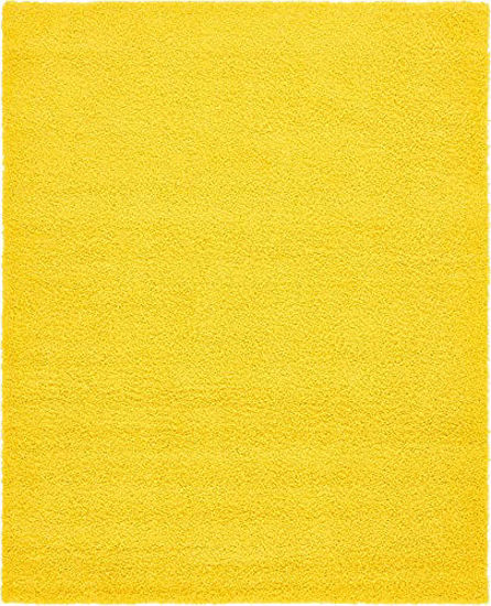 Picture of Unique Loom Solo Solid Shag Collection Modern Plush Area Rug, 8 x 10 ft, Tuscan Sun Yellow