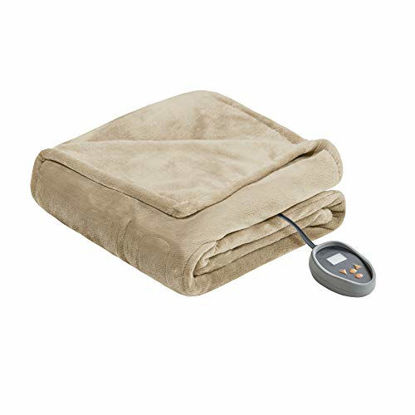 Picture of Beautyrest Heated Microlight to Berber Elect Electric Blanket with 20 Heat Level Setting Controller, Twin: 62x84, Tan,BR54-0381