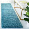 Picture of SAFAVIEH Milan Shag Collection SG180 Solid Non-Shedding Living Room Bedroom Dining Room Entryway Plush 2-inch Thick Runner, 2' x 20' , Aqua Blue