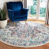 Picture of SAFAVIEH Madison Collection MAD473B Boho Chic Medallion Distressed Non-Shedding Dining Room Entryway Foyer Living Room Bedroom Area Rug, 9' x 9' Round, Cream / Blue