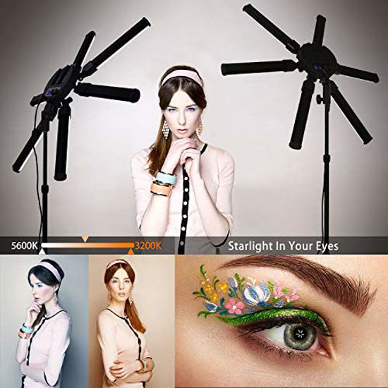 Picture of FOSOTO Photographic Lighting Dimmable 3200-5600K 6 Tubes LED Photography Star Light Lamp for Camera Photo Studio Phone Shooting, YouTube Makeup with Tripod Stand