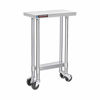 Picture of DuraSteel Stainless Steel Work Table 24" x 12" x 34" Height w/ 4 Caster Wheels - Food Prep Commercial Grade Worktable - NSF Certified - Good for Restaurant, Business, Warehouse, Home, Kitchen, Garage