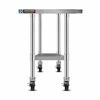 Picture of DuraSteel Stainless Steel Work Table 24" x 12" x 34" Height w/ 4 Caster Wheels - Food Prep Commercial Grade Worktable - NSF Certified - Good for Restaurant, Business, Warehouse, Home, Kitchen, Garage