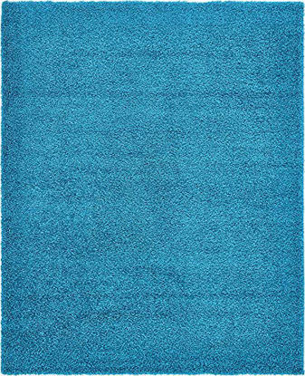 Picture of Unique Loom Solo Solid Shag Collection Area Modern Plush Rug Lush & Soft, 8' 0 x 10' 0, Turquoise