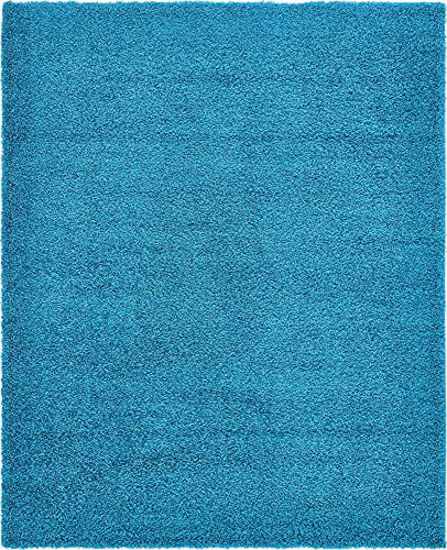 Picture of Unique Loom Solo Solid Shag Collection Area Modern Plush Rug Lush & Soft, 8' 0 x 10' 0, Turquoise