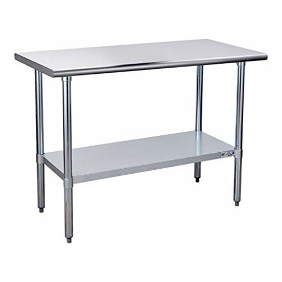 Picture of Hally Sinks & Tables H Stainless Steel Table for Prep & Work 24 x 48 Inches, NSF Commercial Heavy Duty Table with Undershelf and Galvanized Legs for Restaurant, Home and Hotel