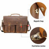 Picture of Polare 17" Mens Full Grain Leather Laptop Briefcase Business Messenger Bag Satchel With YKK Metal Zippers