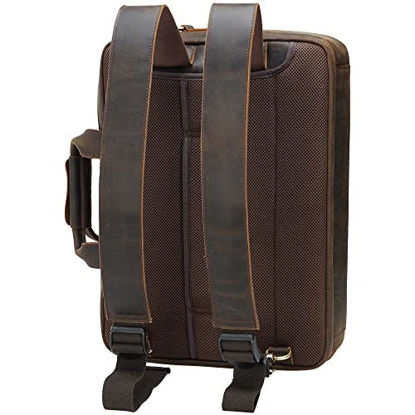 Picture of TIDING Leather Convertible Backpack 15.6" Laptop Messenger Bag Multi-Functional Business Briefcase for Men(Updated Version)