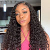 Picture of Water Wave Lace Front Wigs Human Hair Brazilian 180% Density Virgin Hair 4X4 Deep Curly Lace Closure Wigs for Black Women Pre Plucked with Baby Hair Natural Color (26 Inch,Water Lace Closure Wigs)