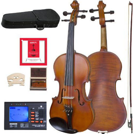 Picture of Cecilio CVA-500 Solidwood Ebony Fitted Viola with D'Addario Prelude Strings, Size 16-Inch