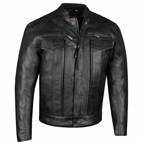 Men's REVOLT Natural Premium Buffalo Leather Motorcycle Jacket Vented  Flexible | eBay