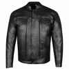 Picture of Men's Commuter Premium Natural Buffalo Leather Motorcycle Jacket CE Armor Conceal Carry Gun Pockets Cruiser Biker Black XL