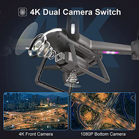 Picture of GPS Drone with 4K Camera for Adults, Dual Camera 5G WiFi FPV Live Video Drone 40mins Flight Time,120°Wide-Angle Auto Return Follow Me, Easy for Beginner Headless,Carry Bag