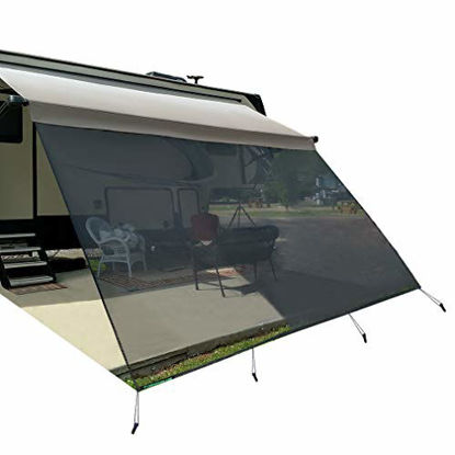 Picture of leaveshade RV Awning Sunshade Screen  Tentproinc 10'X16'3''- Black Mesh Sun Shade  Block Patio Front Sun Light  Motorhome Camping Trailer UV Sunblocker  Canopy Sunscreen-3 Years Lasting