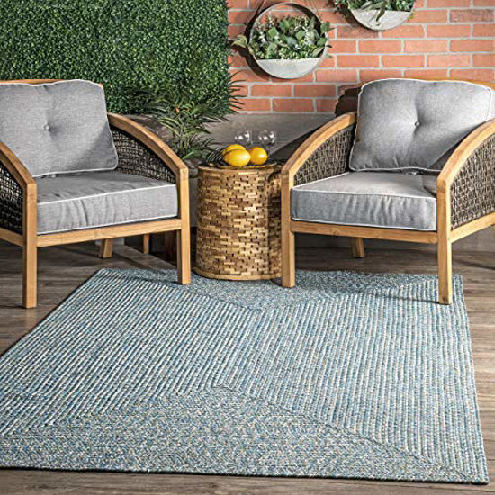 Picture of nuLOOM Wynn Braided Indoor/Outdoor Area Rug, 6' x 9', Aqua