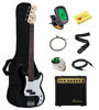 Picture of Stedman Beginner Series Bass Guitar Bundle with 15-Watt Amp, Gig Bag, Instrument Cable, Strap, Strings, Picks, and Polishing Cloth - Black