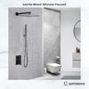 Picture of gotonovo Rain Shower System Matte Black Square 12 Inch Shower Head with Hand Held Shower Rough in Valve Rainfall Shower Complete Combo Set Wall Mounted Bathroom