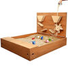 Picture of Jugader Sandbox with Cover, Sand Wall, Bottom Liner, Seat, Wooden Sand Box for Kids Outdoor