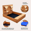 Picture of Jugader Sandbox with Cover, Sand Wall, Bottom Liner, Seat, Wooden Sand Box for Kids Outdoor