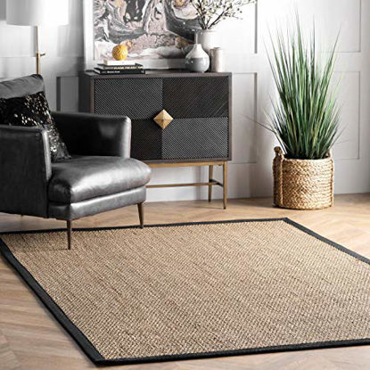 Picture of nuLOOM Elijah Natural Seagrass Farmhouse Area Rug, 8', Black