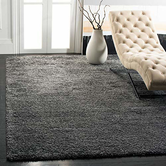 Picture of SAFAVIEH California Premium Shag Collection SG151 Non-Shedding Living Room Bedroom Dining Room Entryway Plush 2-inch Thick Area Rug, 6'7" x 9'6", Dark Grey