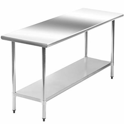 Picture of Kitchen Work Table Scratch Resistent and Antirust Metal Stainless Steel Work Table with Adjustable Table Foot Scratch Resistent (24Wx60L)