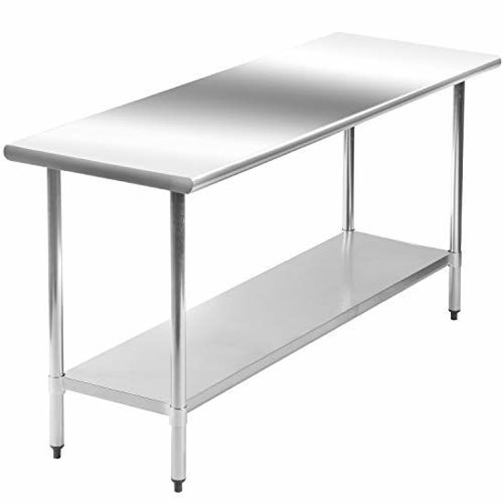 Picture of Kitchen Work Table Scratch Resistent and Antirust Metal Stainless Steel Work Table with Adjustable Table Foot Scratch Resistent (24Wx60L)