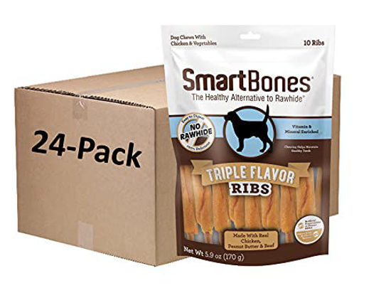 Picture of SmartBones Triple Flavor Ribs, 10 Count, Rawhide-Free Chews for Dogs (Case Pack of 24)