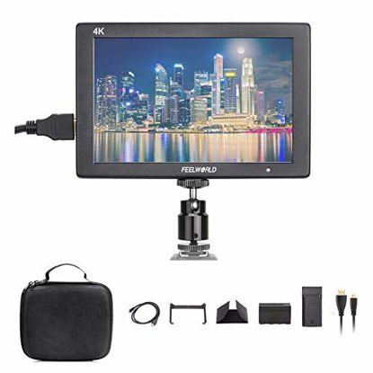 Picture of FEELWORLD T7 +Case+Battery+Charger, 4K On-Camera Monitor Full HD 1920x1200 Pixels 7" IPS Screen Video Display,7" 4K HDMI Aluminum Metal Frame Video Monitor for Camera/Video w/Mini & Micro HDMI Cable
