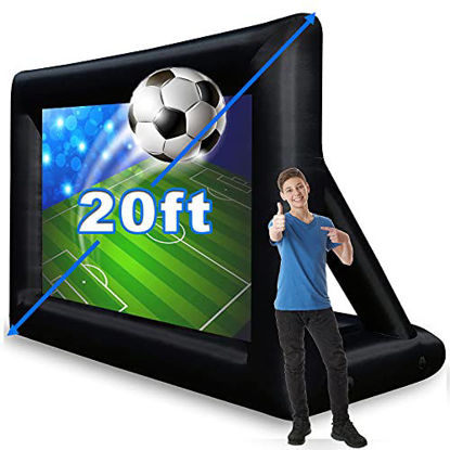 Picture of 20 Feet Inflatable Outdoor and Indoor Theater Projector Screen - Includes Air Blower, Tie-Downs and Storage Bag - Portable, Front & Rear Projection for Movie Nights Backyards Pool Party