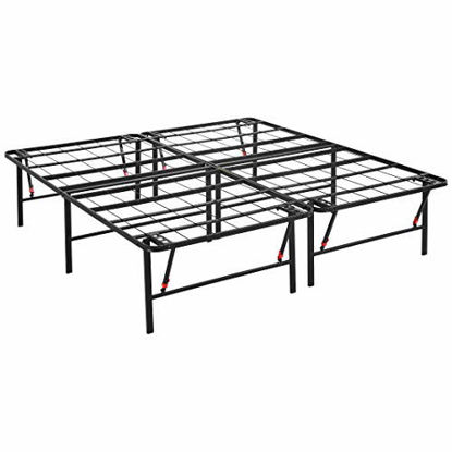 Picture of Amazon Basics Foldable, 18" Black Metal Platform Bed Frame with Tool-Free Assembly, No Box Spring Needed - King