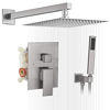 Picture of BWE 16 Inch Square Bathroom Luxury Rain Mixer Shower Combo Set Shower Kit Wall Mounted Rainfall Shower Head System Brushed Nickel Shower Faucet Rough-in Valve Body and Trim Included