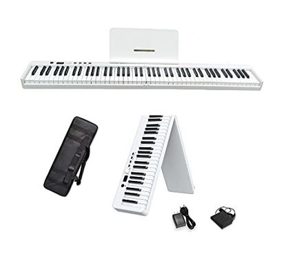 Picture of MAGICON 88 Key Foldable Electronic solid Piano,True and Pure Grand Piano Sound Source by France Dream,Semi-Weighted Keys, the strength touch key,USB/MIDI,wireless BT,Suitable for beginners(White)