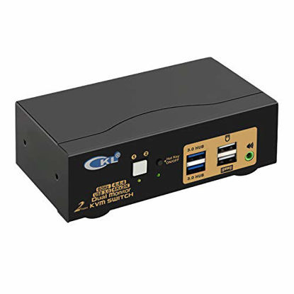 Picture of CKL USB 3.0 HDMI KVM Switch Dual Monitor 2 Port Extended Display 4K 60Hz with Cables and Audio 922HUA-3