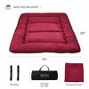 Picture of Japanese Floor Mattress Futon Mattress Thicken Tatami Mat Sleeping Pad Roll Up Mattress Floor Lounger Bed Folding Couch Bed Mattress Pad for Guest Room, Burgundy, King Size