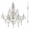 Picture of Plug-in 9 Light Crystal White Hanging Swag Chandelier H26xW27, White Metal Frame with Clear Glass Stem and Clear Acrylic Crystals & Beads That Sparkle Just Like Glass