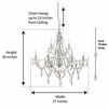 Picture of Plug-in 9 Light Crystal White Hanging Swag Chandelier H26xW27, White Metal Frame with Clear Glass Stem and Clear Acrylic Crystals & Beads That Sparkle Just Like Glass