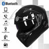 Picture of ILM Bluetooth Motorcycle Helmet Modular Flip up Full Face Dual Visor Mp3 Intercom FM Radio DOT Approved (Gloss Black, M)